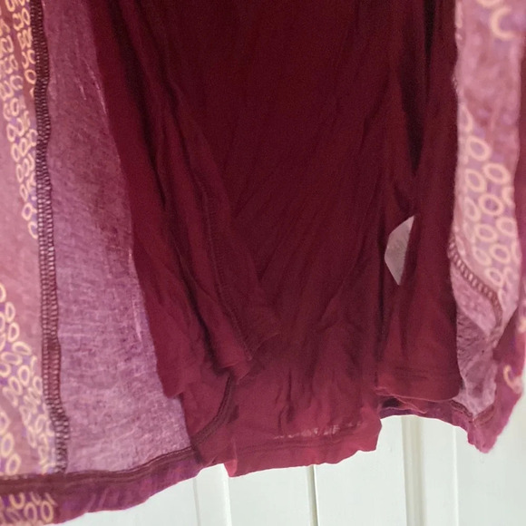 CAbi #3084 Celebrate Geometric Dot Drape Neck Maroon Cream Purple Blouse Rayon S - Picture 4 of 10